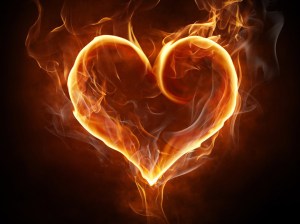 heart shape of fire