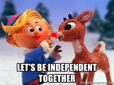 Hermie the elf and Rudolph: Let's be independent together