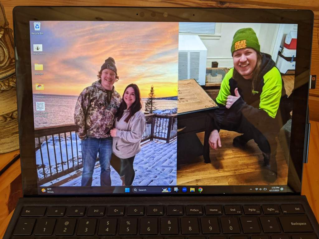 author's computer desktop background, a photo of her adult children