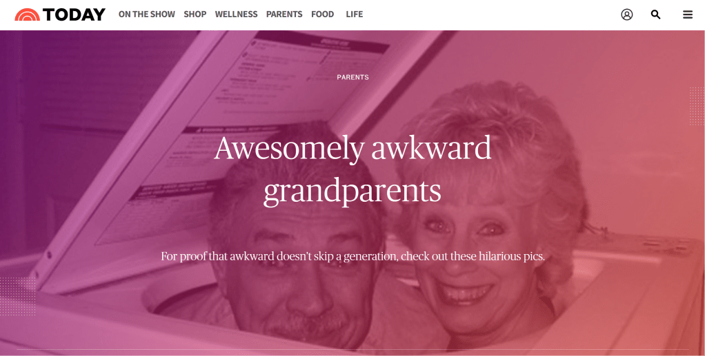 screenshot of the website Awesomely Awkward Grandparents