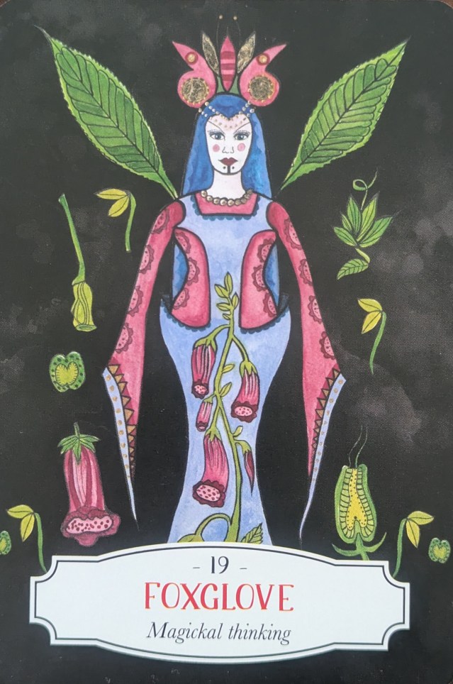 Foxglove card, from Priestess Moon's Deadly Apothecary Oracle card deck